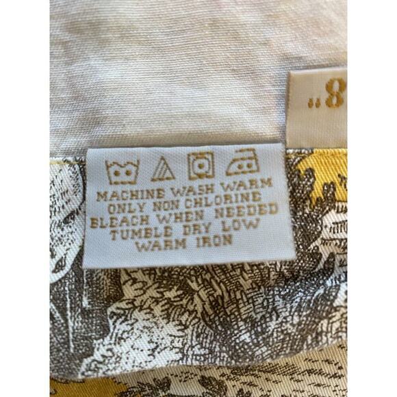 Williams Sonoma Gold Toile Tablecloth 100% Cotton Pastoral Scene Italy 68”x 108” - Picture 4 of 5